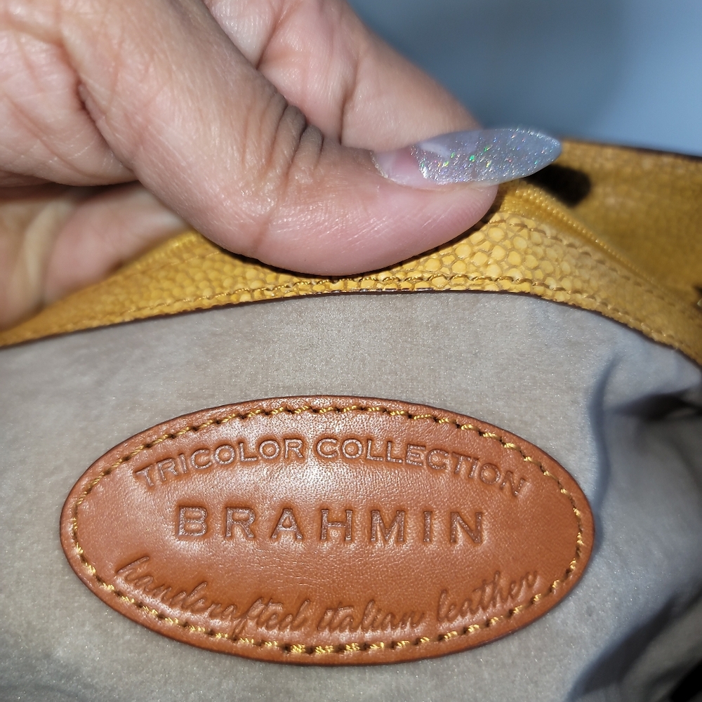 Brahmin Tricolor Brown Embossed Crocodile Leather Tote - Picture 6 of 7